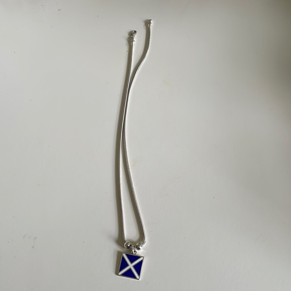Sterling Silver Necklace by Style Newport with Nautical Flag “M”